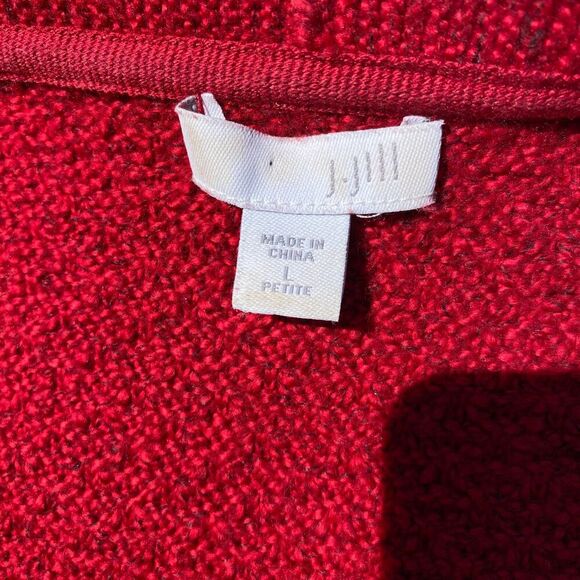 J. Jill Easy Textured Long Open Front Cardigan Heathered Red Size L Petite - Picture 3 of 5
